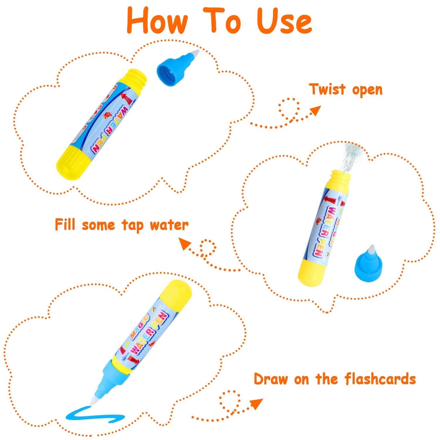 Alphabet Water Coloring Cards with 2 Magic Water Pens Toys & Games - Tophatter Daily Deals