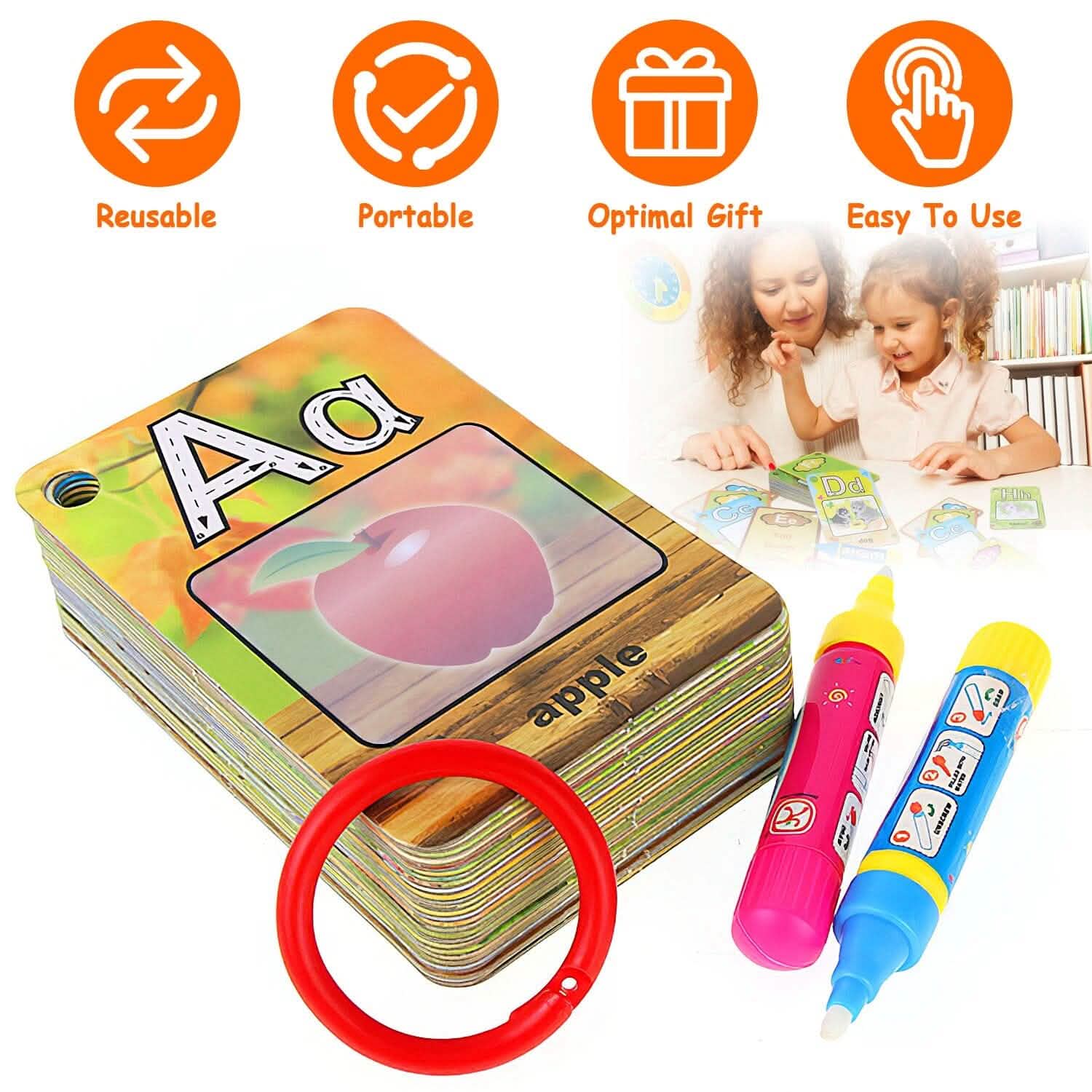 Alphabet Water Coloring Cards with 2 Magic Water Pens Toys & Games - Tophatter Daily Deals