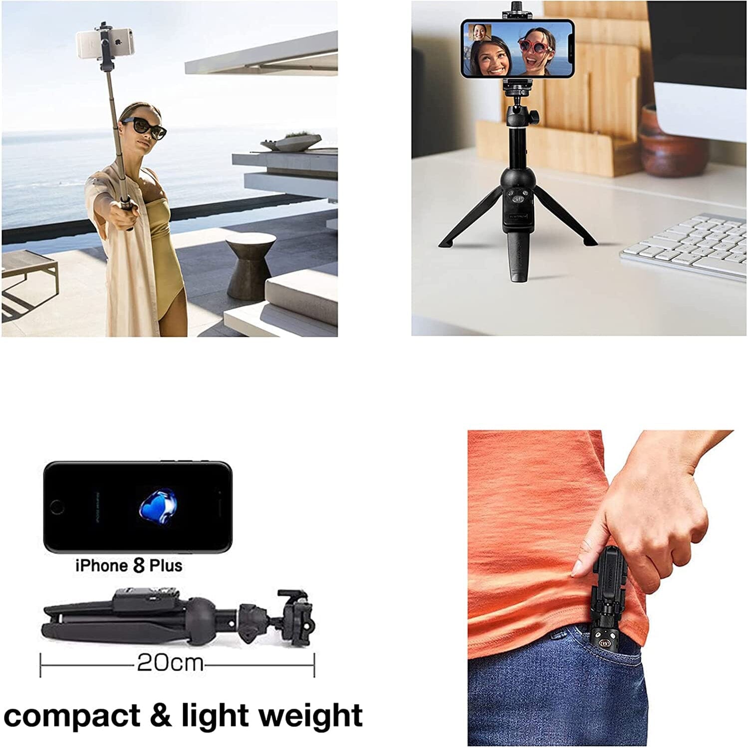Aluminum Alloy Selfie Stick Phone Tripod Selfie Stick - Tophatter Daily Deals