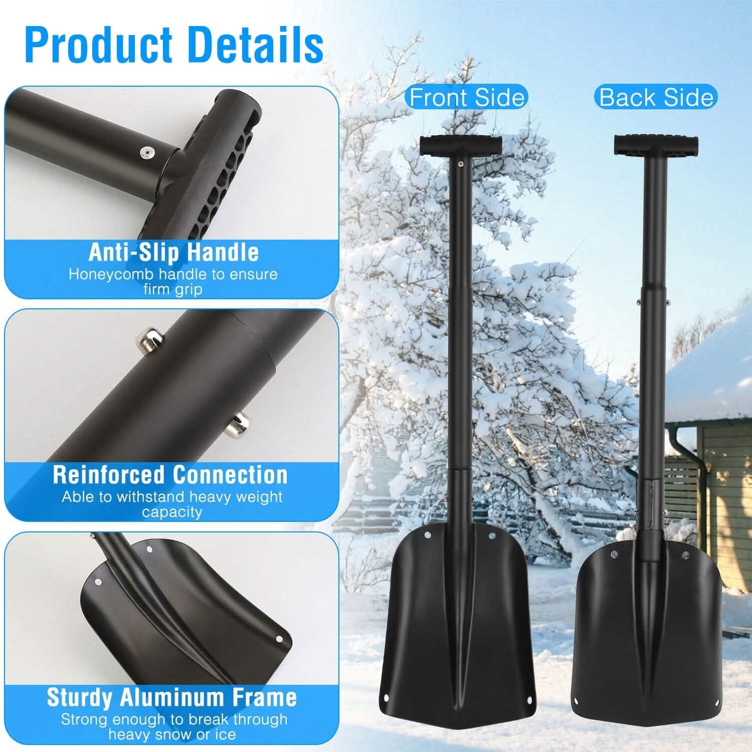 Aluminum Snow Shovel Portable Lightweight Camping Garden Beach Shovel Home Improvement - Tophatter Daily Deals