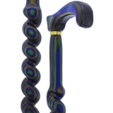 USA-Made Twisted Spiral Cane: Blue Green & Brown Laminate Wooden Colortone Walking Canes - Tophatter Daily Deals