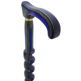 USA-Made Twisted Spiral Cane: Blue Green & Brown Laminate Wooden Colortone Walking Canes - Tophatter Daily Deals