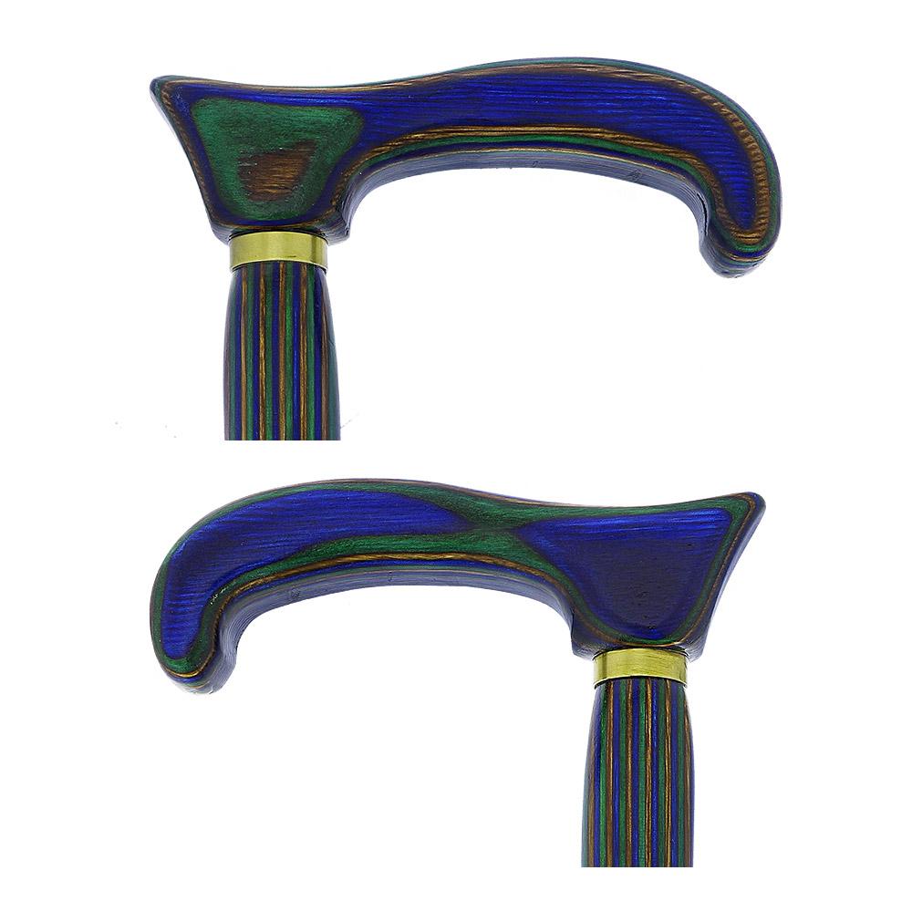 USA-Made Twisted Spiral Cane: Blue Green & Brown Laminate Wooden Colortone Walking Canes - Tophatter Daily Deals