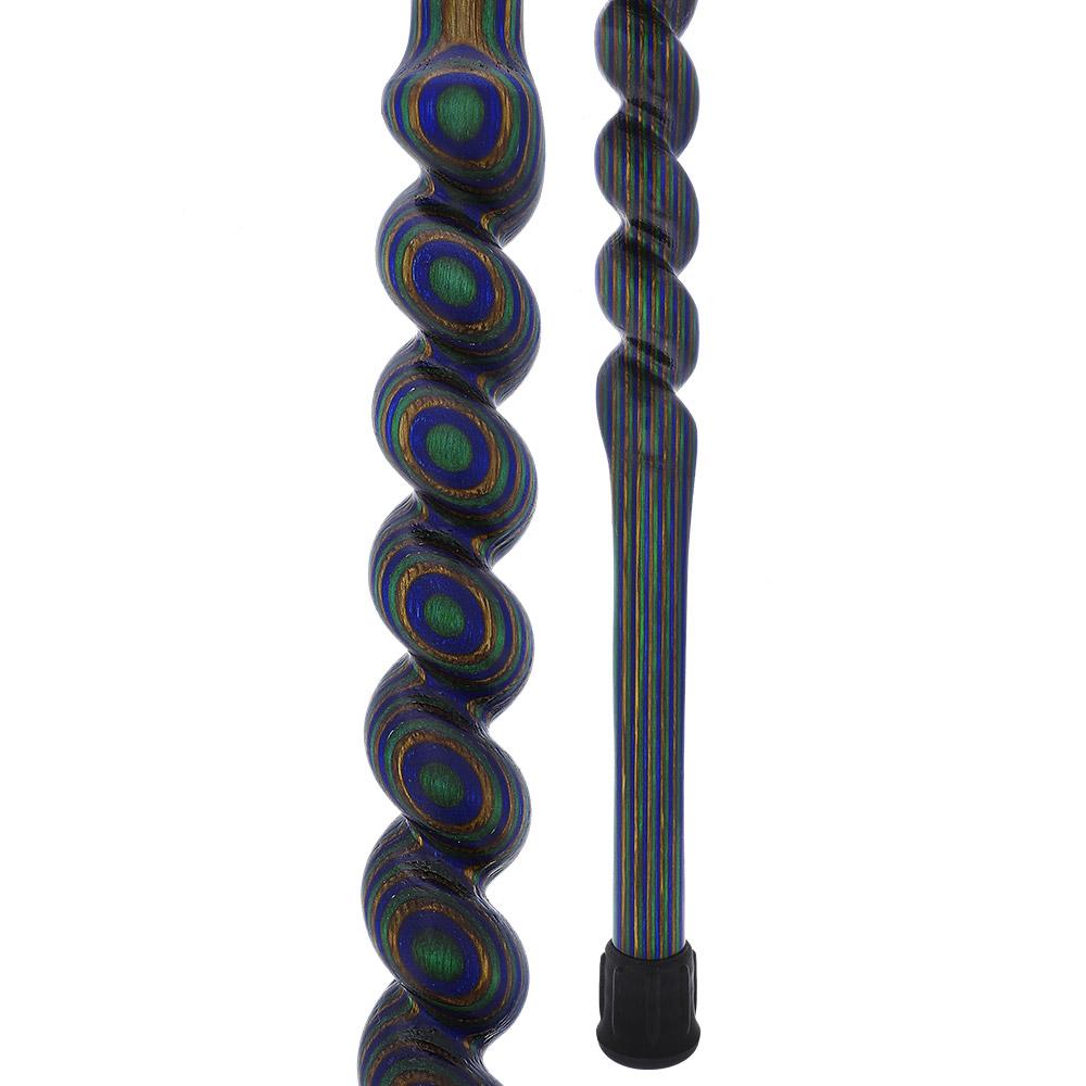 USA-Made Twisted Spiral Cane: Blue Green & Brown Laminate Wooden Colortone Walking Canes - Tophatter Daily Deals