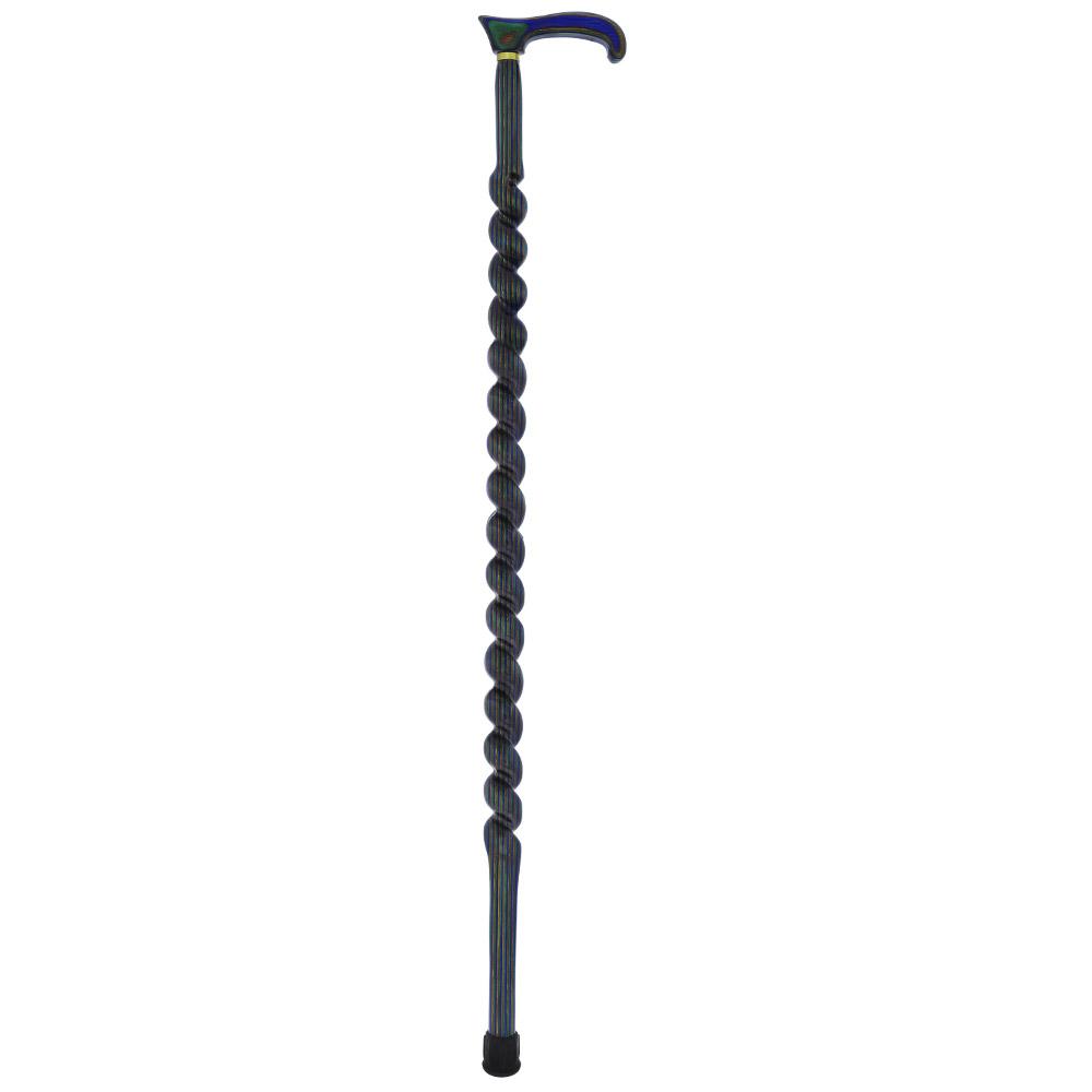 USA-Made Twisted Spiral Cane: Blue Green & Brown Laminate Wooden Colortone Walking Canes - Tophatter Daily Deals