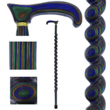 USA-Made Twisted Spiral Cane: Blue Green & Brown Laminate Wooden Colortone Walking Canes - Tophatter Daily Deals