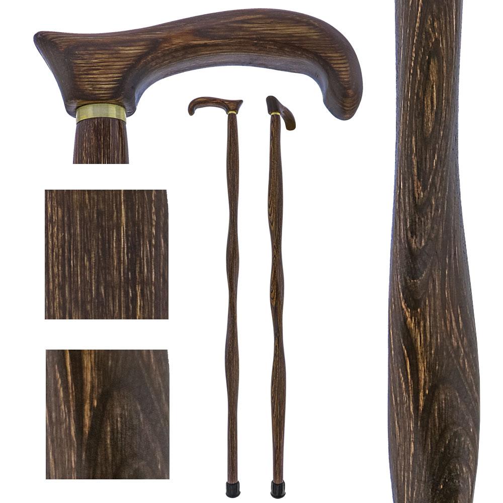 USA-Made Twisted Brown Derby Cane: Unique Colorwood Laminate Wooden Colortone Walking Canes - Tophatter Daily Deals