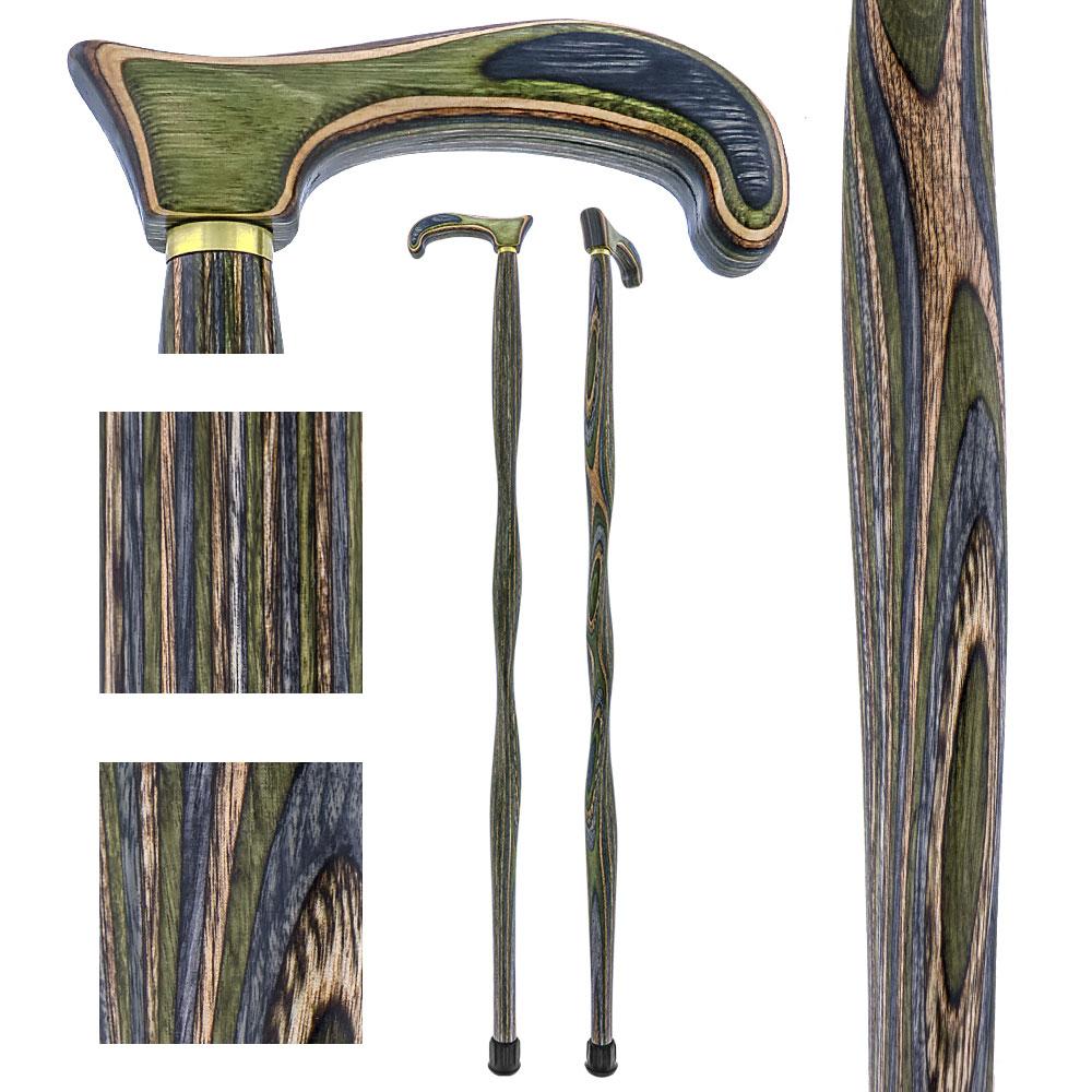 USA-Made Twisted Camo Cane: Stylish Colorwood Laminate Wooden Colortone Walking Canes - Tophatter Daily Deals