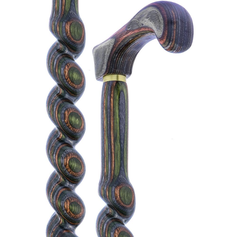 USA-Made Twisted Spiral Cane: Camo Durable Colorwood Laminate Wooden Colortone Walking Canes - Tophatter Daily Deals