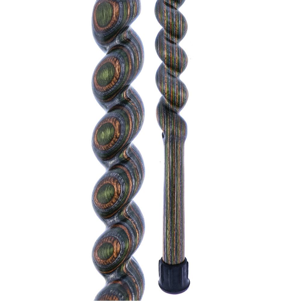 USA-Made Twisted Spiral Cane: Camo Durable Colorwood Laminate Wooden Colortone Walking Canes - Tophatter Daily Deals