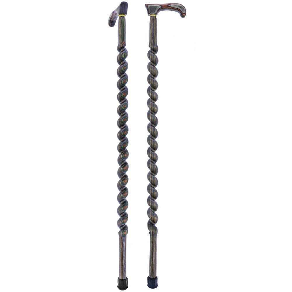USA-Made Twisted Spiral Cane: Camo Durable Colorwood Laminate Wooden Colortone Walking Canes - Tophatter Daily Deals