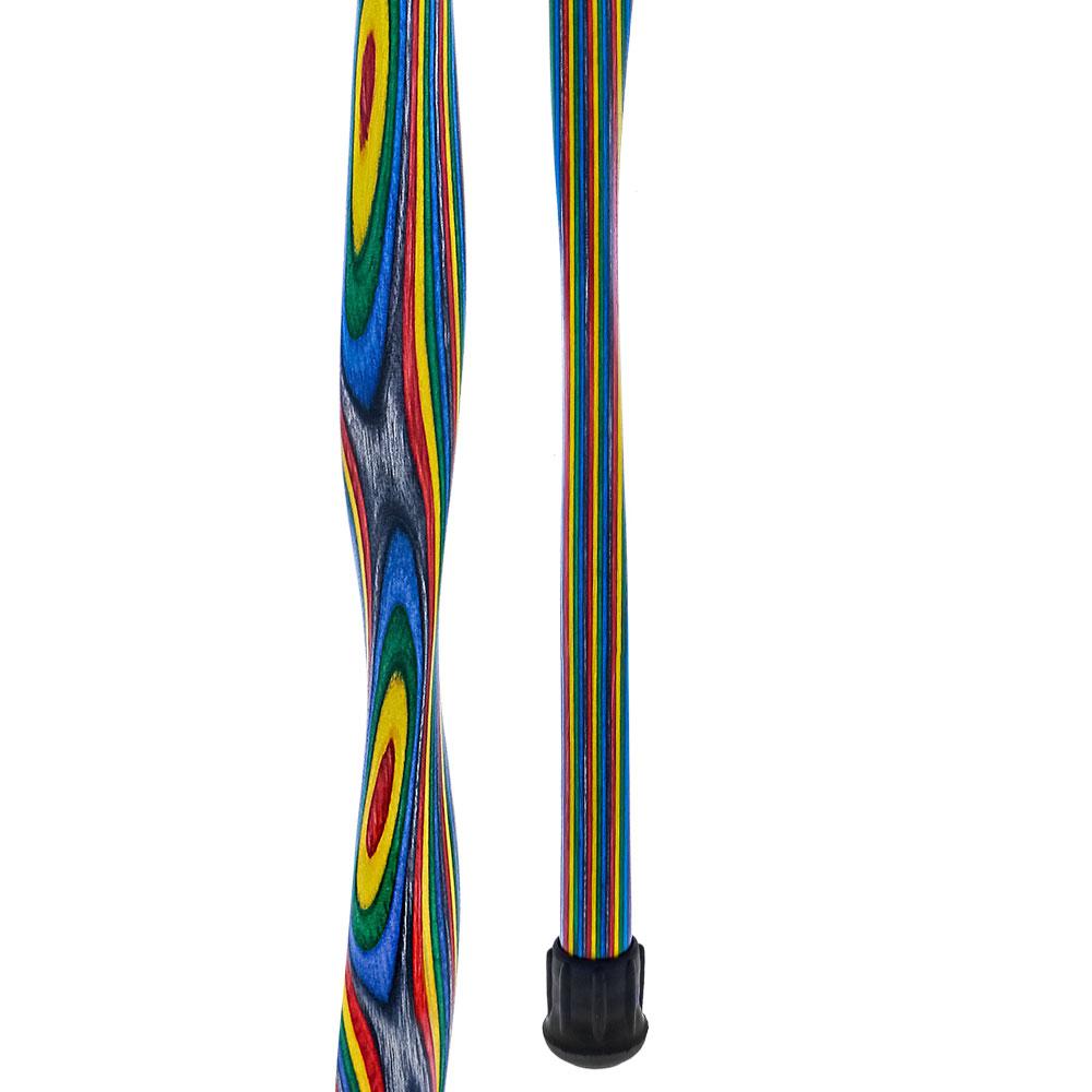 USA-Made Twisted Candy Swirl Cane: Vibrant Colorwood Laminate Wooden Colortone Walking Canes - Tophatter Daily Deals