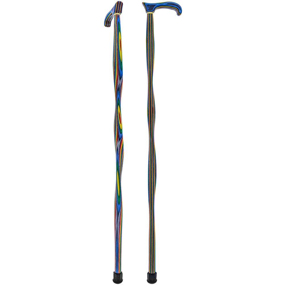 USA-Made Twisted Candy Swirl Cane: Vibrant Colorwood Laminate Wooden Colortone Walking Canes - Tophatter Daily Deals