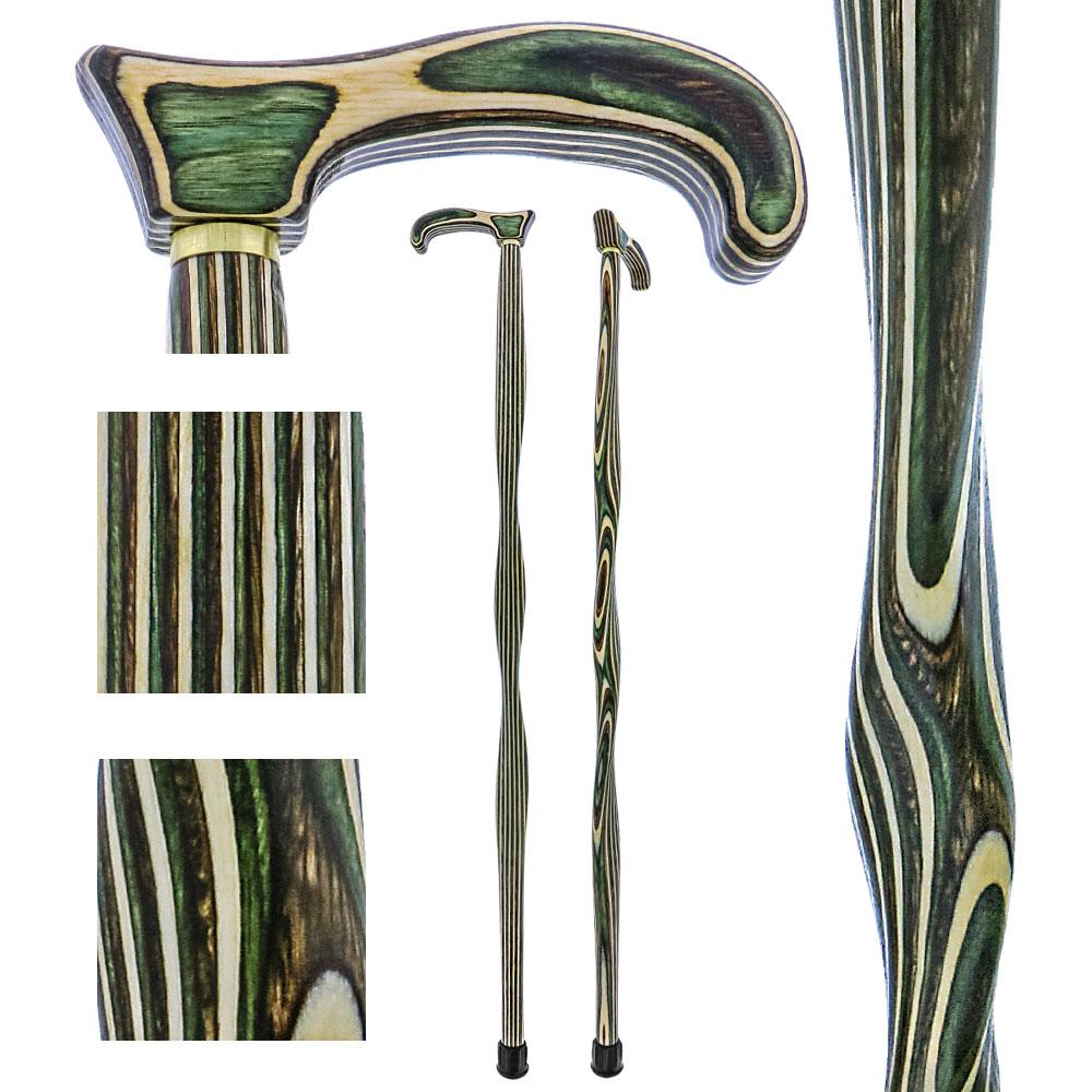 USA-Made Twisted Field & Stream Cane: Colorwood Laminate Wooden Colortone Walking Canes - Tophatter Daily Deals
