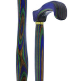 USA-Made Twisted Design Cane: Green, Blue & Brown Colorwood Wooden Colortone Walking Canes - Tophatter Daily Deals