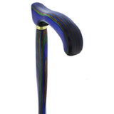 USA-Made Twisted Design Cane: Green, Blue & Brown Colorwood Wooden Colortone Walking Canes - Tophatter Daily Deals