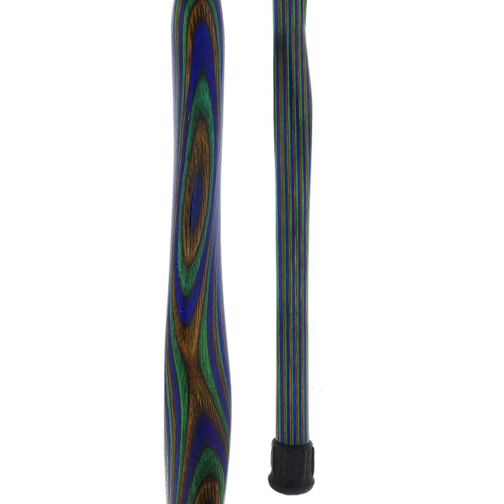 USA-Made Twisted Design Cane: Green, Blue & Brown Colorwood Wooden Colortone Walking Canes - Tophatter Daily Deals