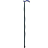 USA-Made Twisted Design Cane: Green, Blue & Brown Colorwood Wooden Colortone Walking Canes - Tophatter Daily Deals