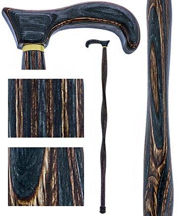 USA-Made Twisted Gunstock Cane: Black & Brown: Stylish Laminate Wooden Colortone Walking Canes - Tophatter Daily Deals
