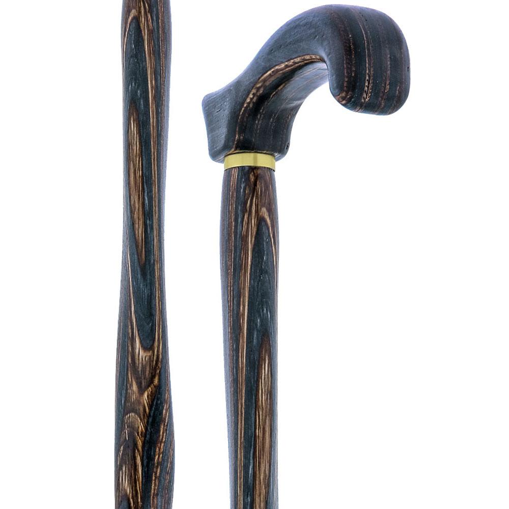 USA-Made Twisted Gunstock Cane: Black & Brown: Stylish Laminate Wooden Colortone Walking Canes - Tophatter Daily Deals