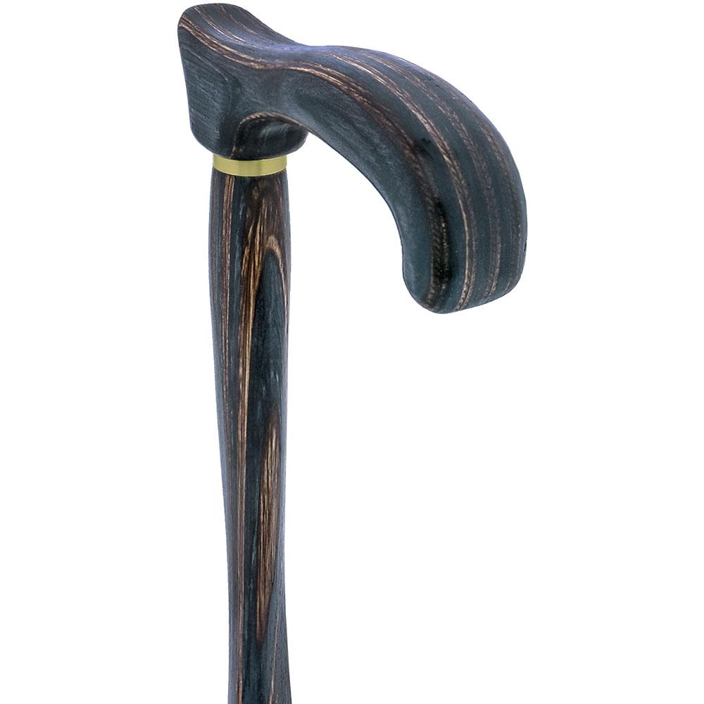 USA-Made Twisted Gunstock Cane: Black & Brown: Stylish Laminate Wooden Colortone Walking Canes - Tophatter Daily Deals