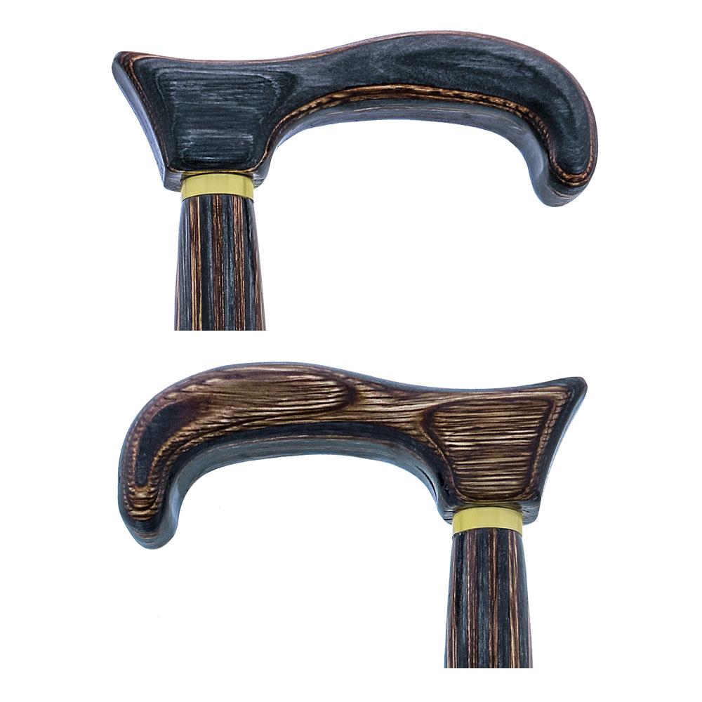 USA-Made Twisted Gunstock Cane: Black & Brown: Stylish Laminate Wooden Colortone Walking Canes - Tophatter Daily Deals