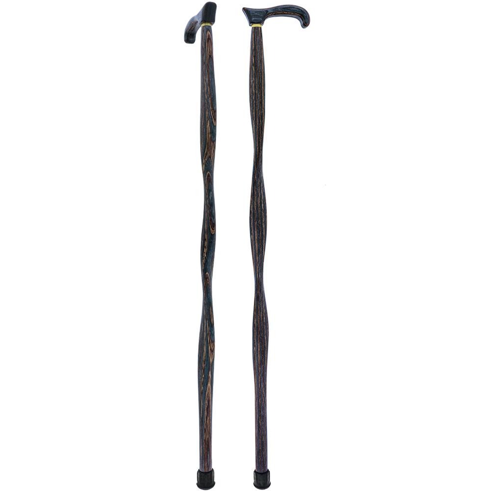 USA-Made Twisted Gunstock Cane: Black & Brown: Stylish Laminate Wooden Colortone Walking Canes - Tophatter Daily Deals