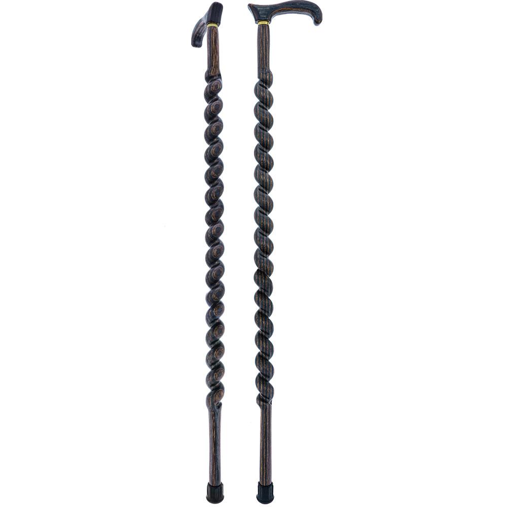 USA-Made Twisted Spiral Cane: Gunstock Brown Durable Laminate Wooden Colortone Walking Canes - Tophatter Daily Deals