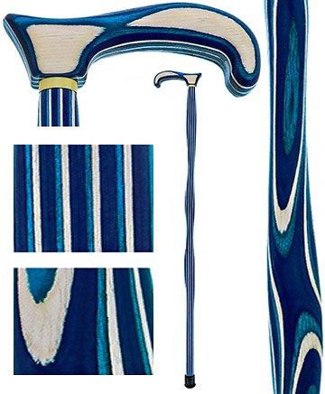 USA-Made Twisted Highlander Blue Cane: Vibrant Colorwood Wooden Colortone Walking Canes - Tophatter Daily Deals