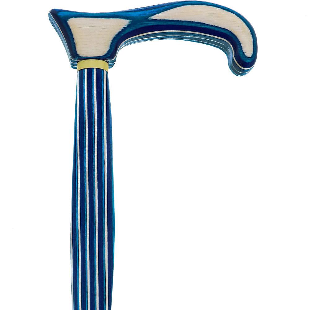USA-Made Twisted Highlander Blue Cane: Vibrant Colorwood Wooden Colortone Walking Canes - Tophatter Daily Deals