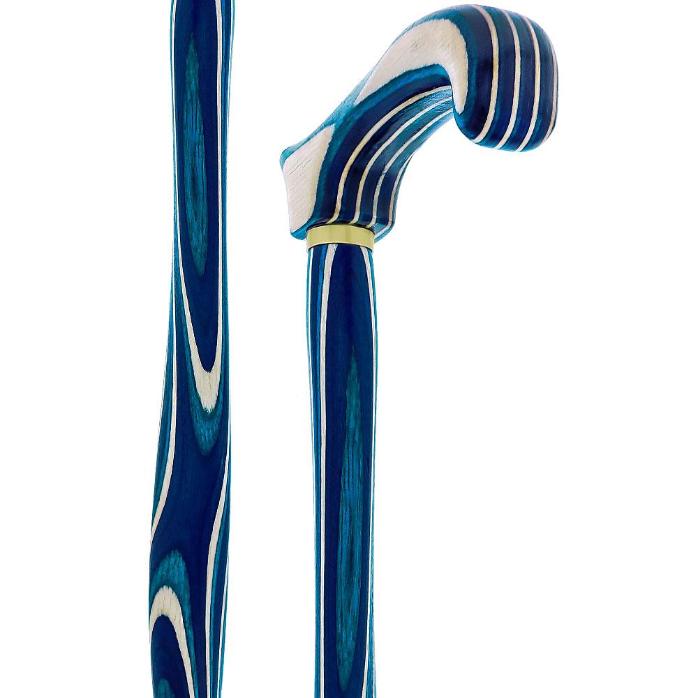 USA-Made Twisted Highlander Blue Cane: Vibrant Colorwood Wooden Colortone Walking Canes - Tophatter Daily Deals