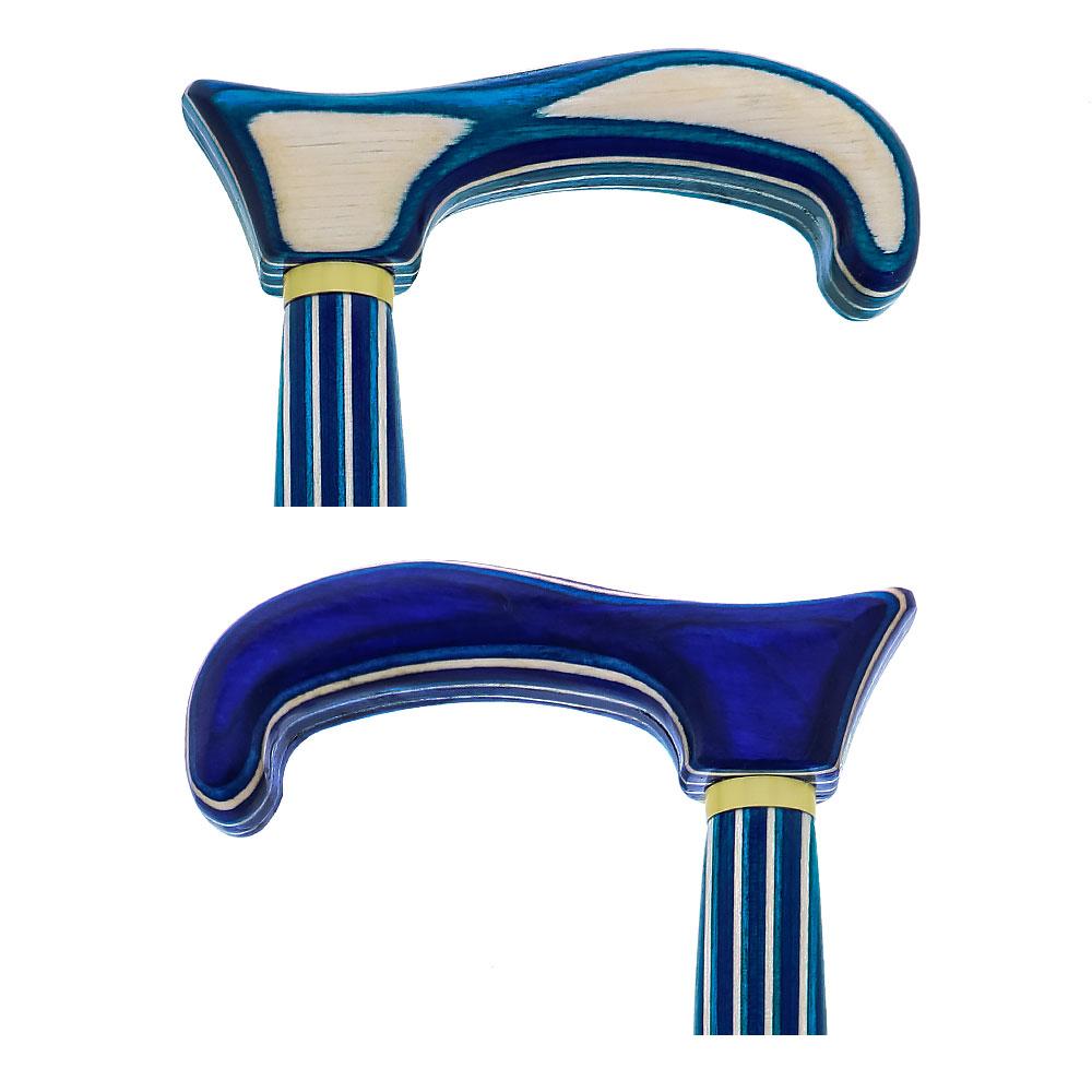 USA-Made Twisted Highlander Blue Cane: Vibrant Colorwood Wooden Colortone Walking Canes - Tophatter Daily Deals