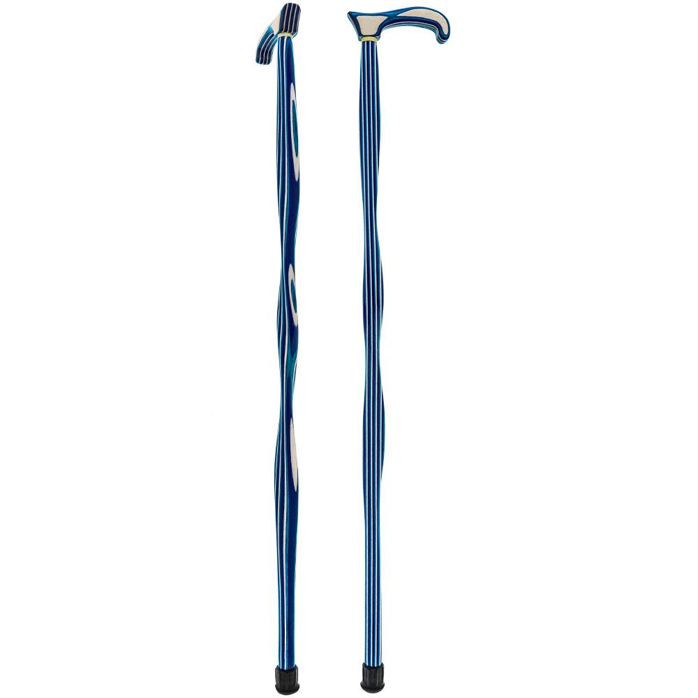 USA-Made Twisted Highlander Blue Cane: Vibrant Colorwood Wooden Colortone Walking Canes - Tophatter Daily Deals