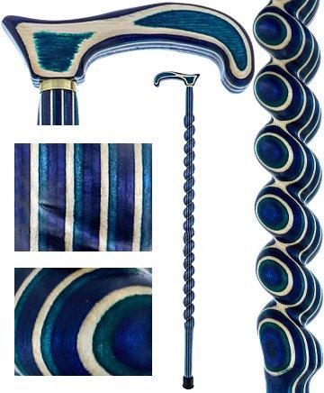 USA-Made Twisted Spiral Cane: Highlander Blue Durable Laminate Wooden Colortone Walking Canes - Tophatter Daily Deals