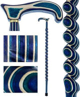 USA-Made Twisted Spiral Cane: Highlander Blue Durable Laminate Wooden Colortone Walking Canes - Tophatter Daily Deals