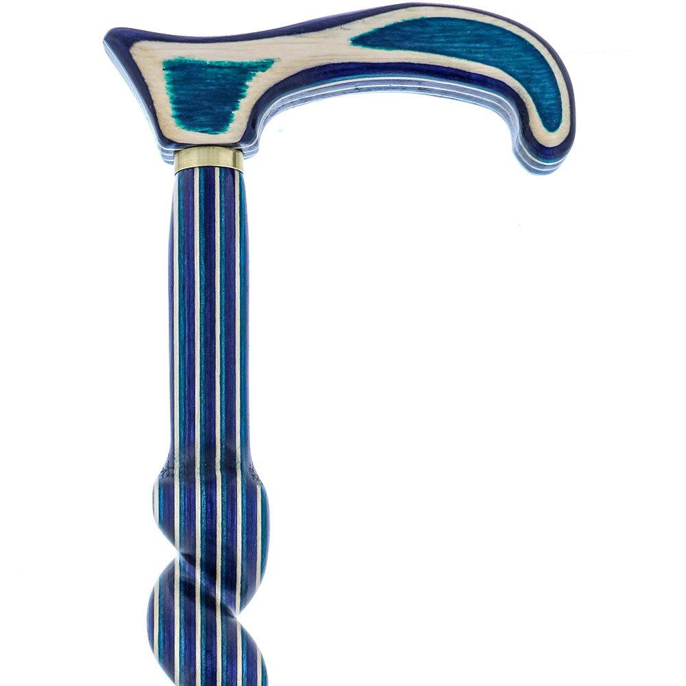 USA-Made Twisted Spiral Cane: Highlander Blue Durable Laminate Wooden Colortone Walking Canes - Tophatter Daily Deals