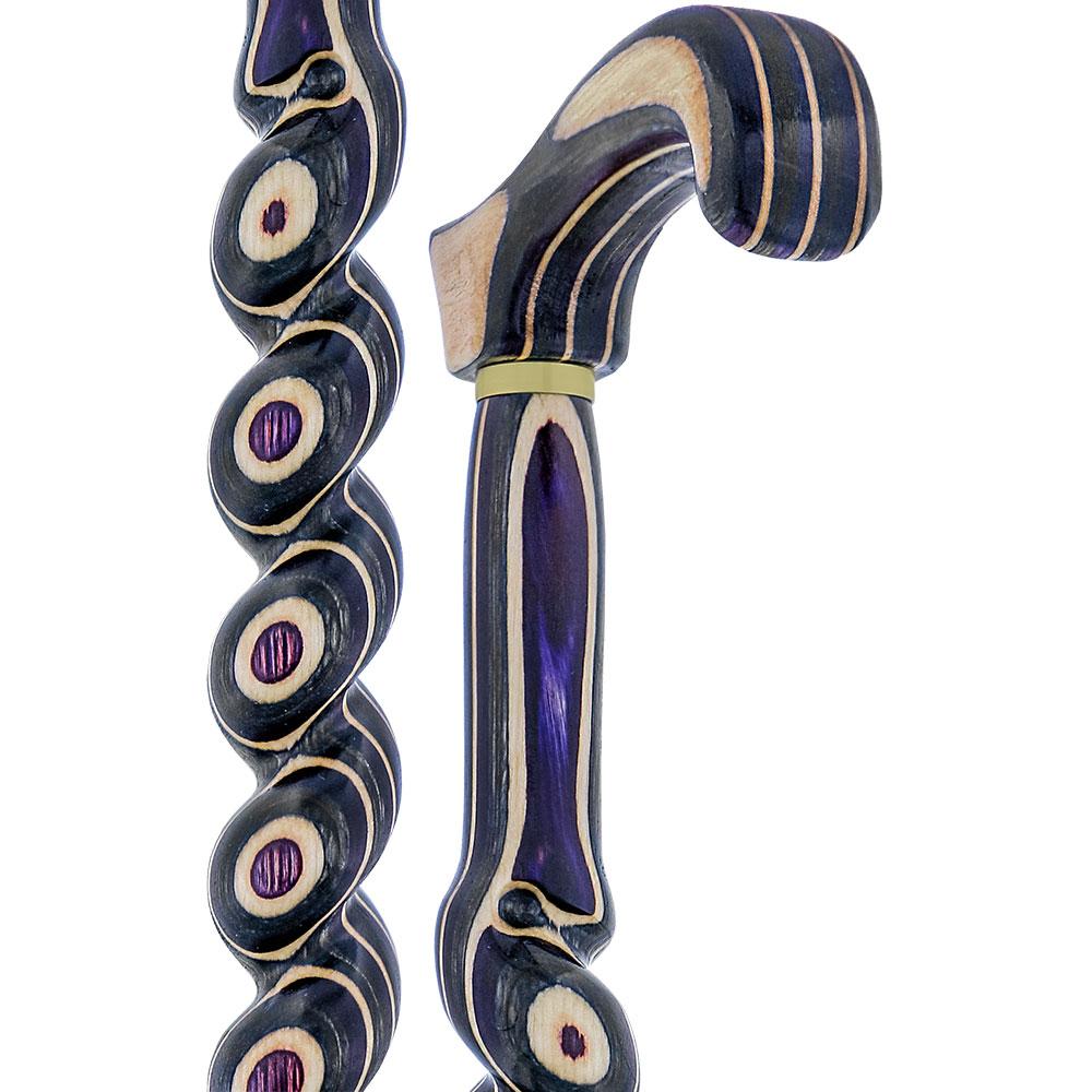 Highlander Purple Colortone Classic Rope Twist Derby Handle Walking Cane With laminate Birchwood Sha Wooden Colortone Walking Canes - Tophatter Daily Deals