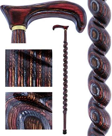 USA-Made Twisted Spiral Cane: Rustic Red Durable Laminate Wooden Colortone Walking Canes - Tophatter Daily Deals