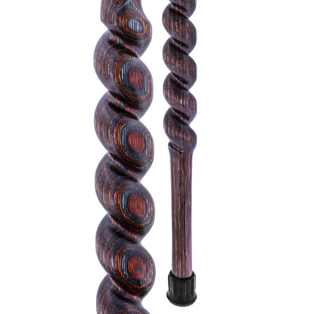 USA-Made Twisted Spiral Cane: Rustic Red Durable Laminate Wooden Colortone Walking Canes - Tophatter Daily Deals