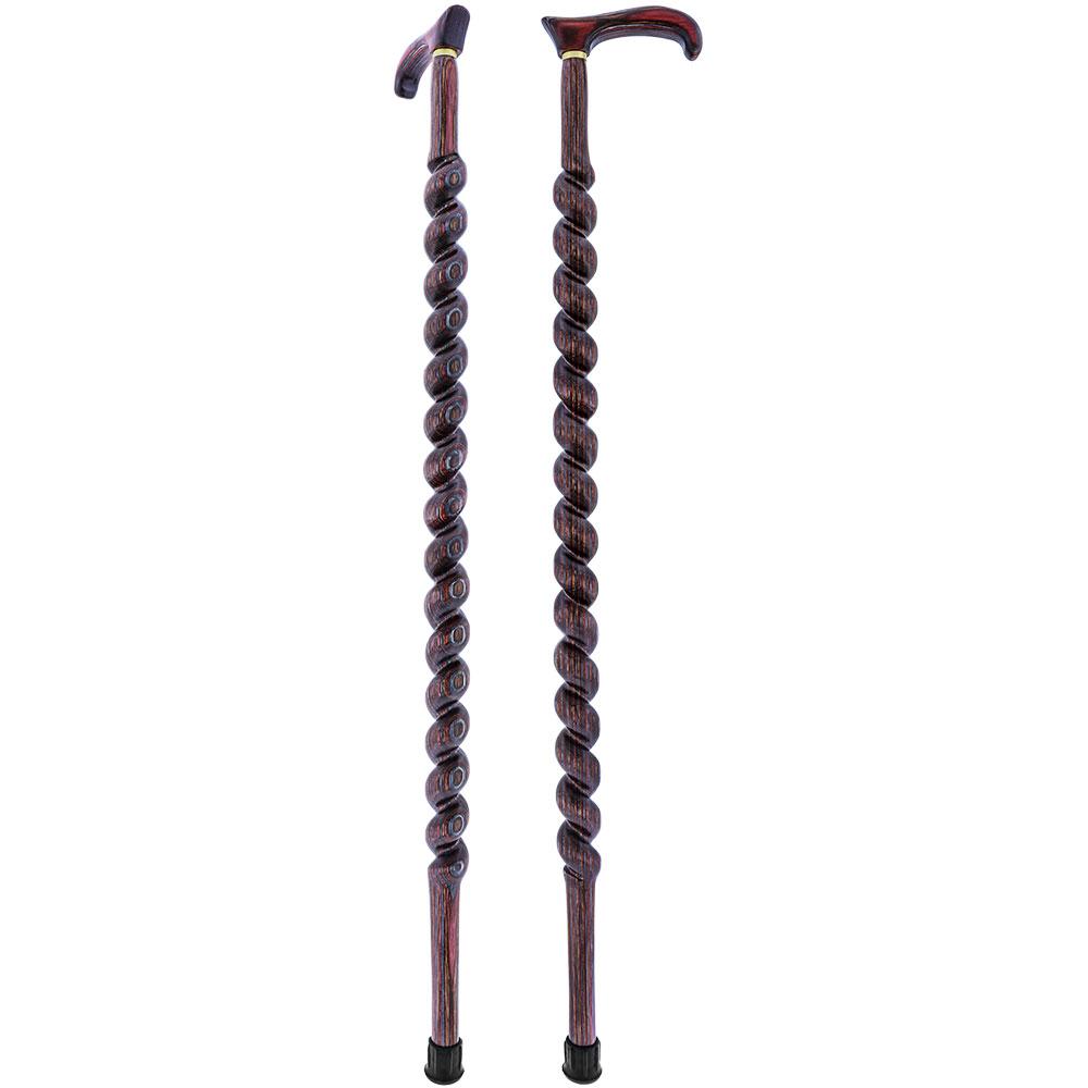 USA-Made Twisted Spiral Cane: Rustic Red Durable Laminate Wooden Colortone Walking Canes - Tophatter Daily Deals