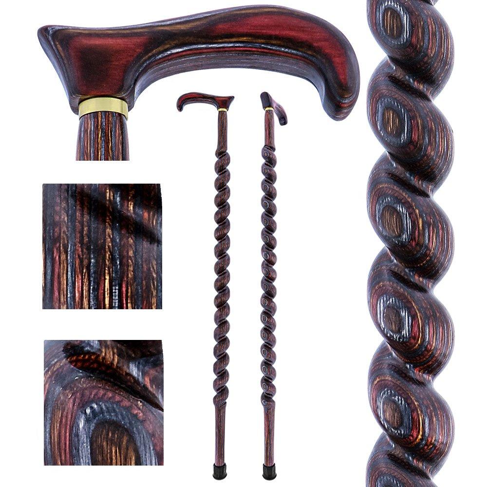 USA-Made Twisted Spiral Cane: Rustic Red Durable Laminate Wooden Colortone Walking Canes - Tophatter Daily Deals