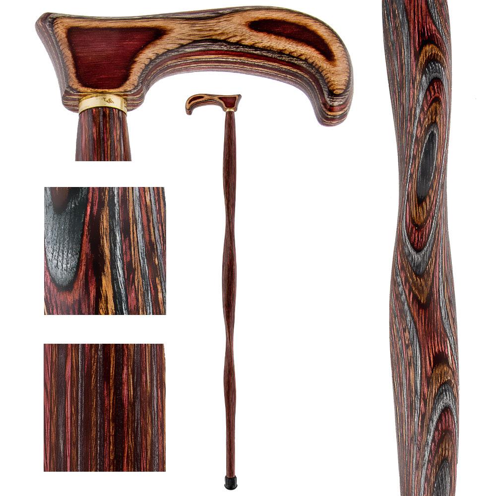 USA-Made Twisted Rustic Red Cane: Unique Colorwood Laminate Wooden Colortone Walking Canes - Tophatter Daily Deals