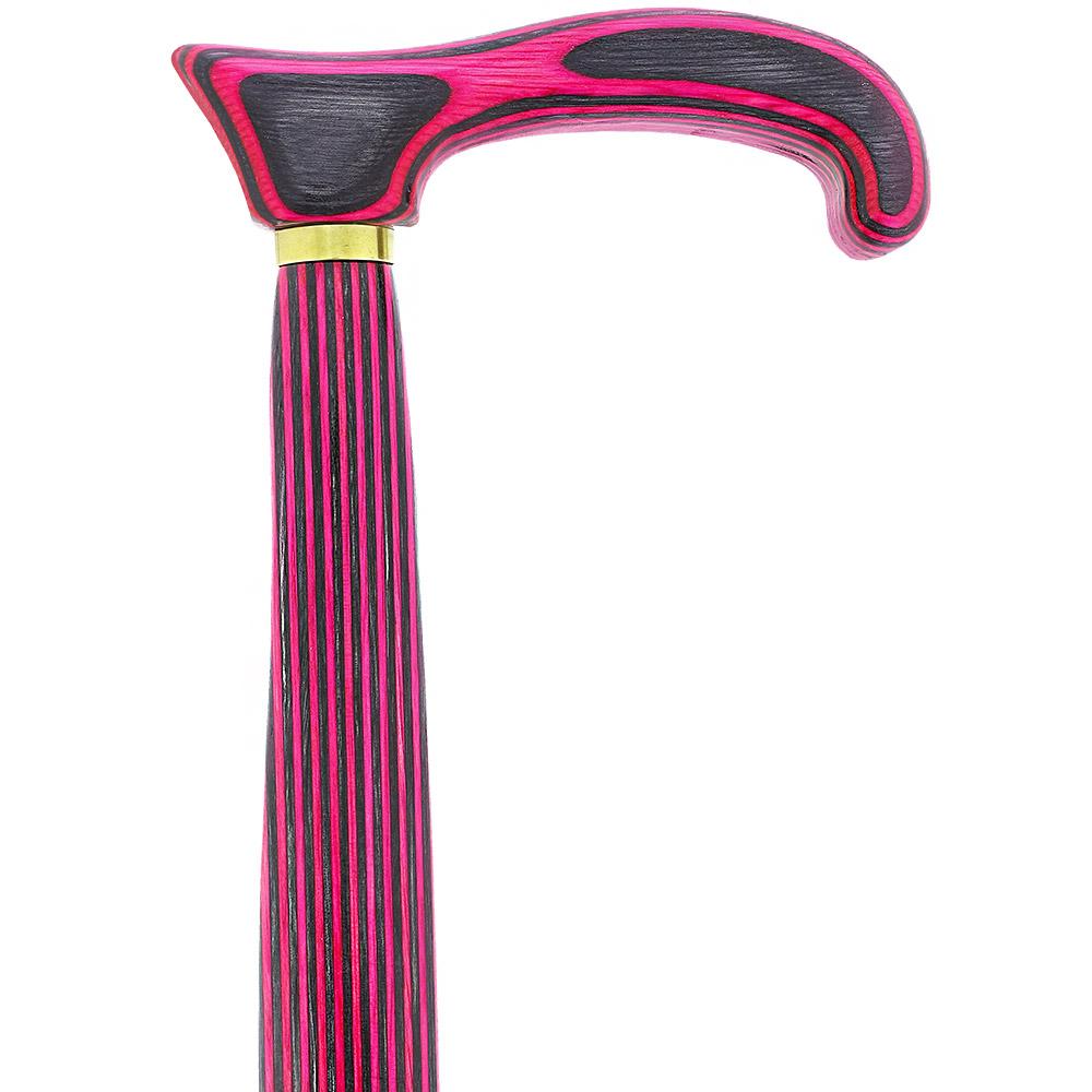 USA-Made Twisted Pink & Charcoal Cane: Vibrant Colorwood Laminate Wooden Colortone Walking Canes - Tophatter Daily Deals