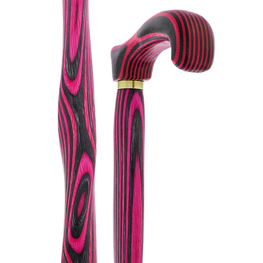 USA-Made Twisted Pink & Charcoal Cane: Vibrant Colorwood Laminate Wooden Colortone Walking Canes - Tophatter Daily Deals