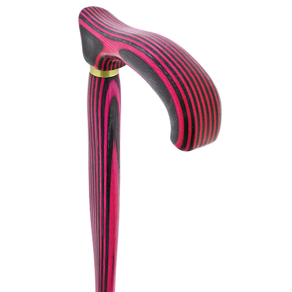 USA-Made Twisted Pink & Charcoal Cane: Vibrant Colorwood Laminate Wooden Colortone Walking Canes - Tophatter Daily Deals