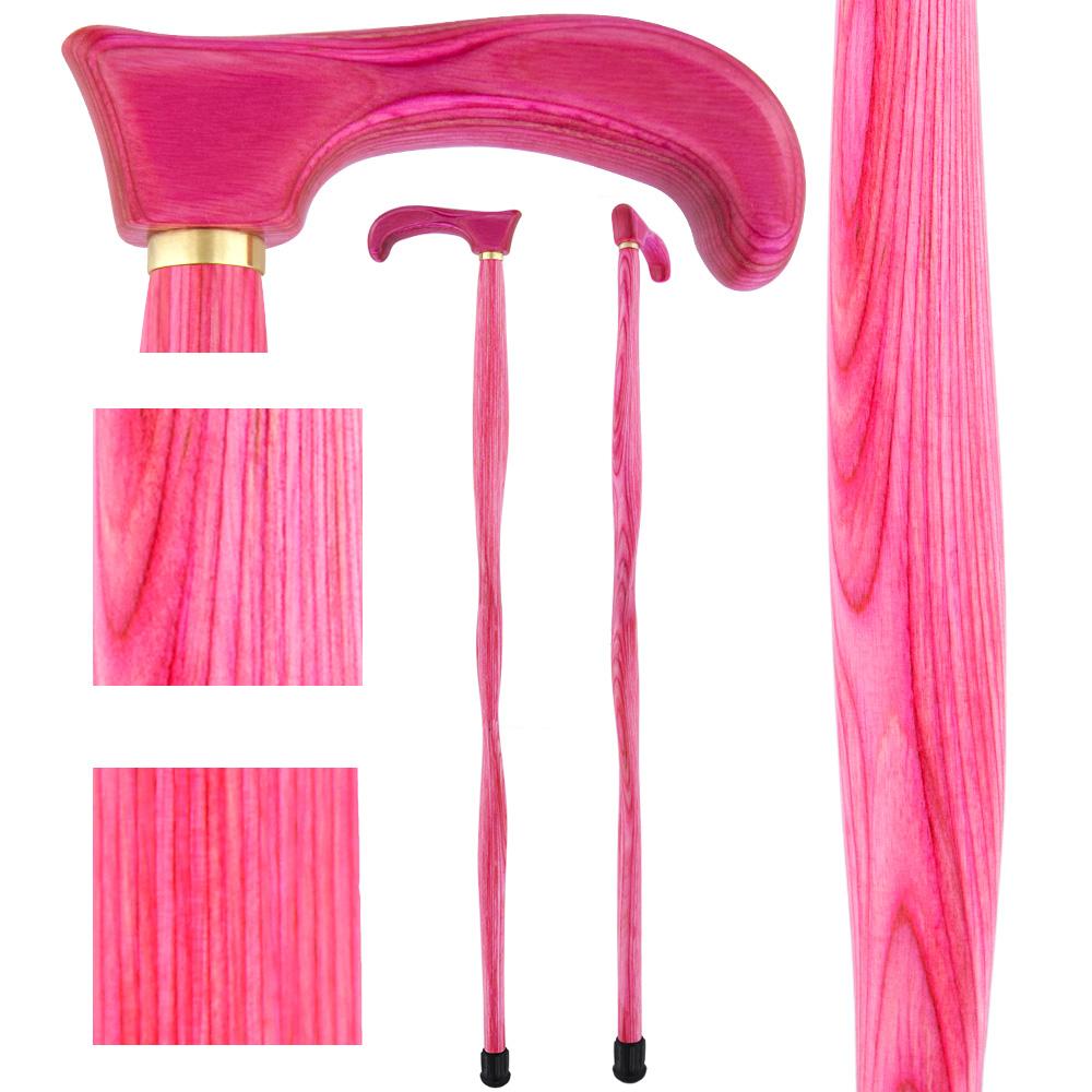 USA-Made Twisted Chic Pink Cane: Vibrant Colorwood Laminate Wooden Colortone Walking Canes - Tophatter Daily Deals