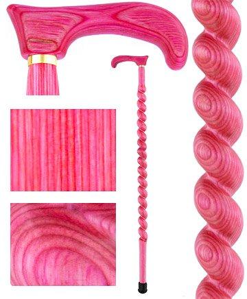 USA-Made Twisted Spiral Cane: Pink Vibrant Colorwood Laminate Wooden Colortone Walking Canes - Tophatter Daily Deals