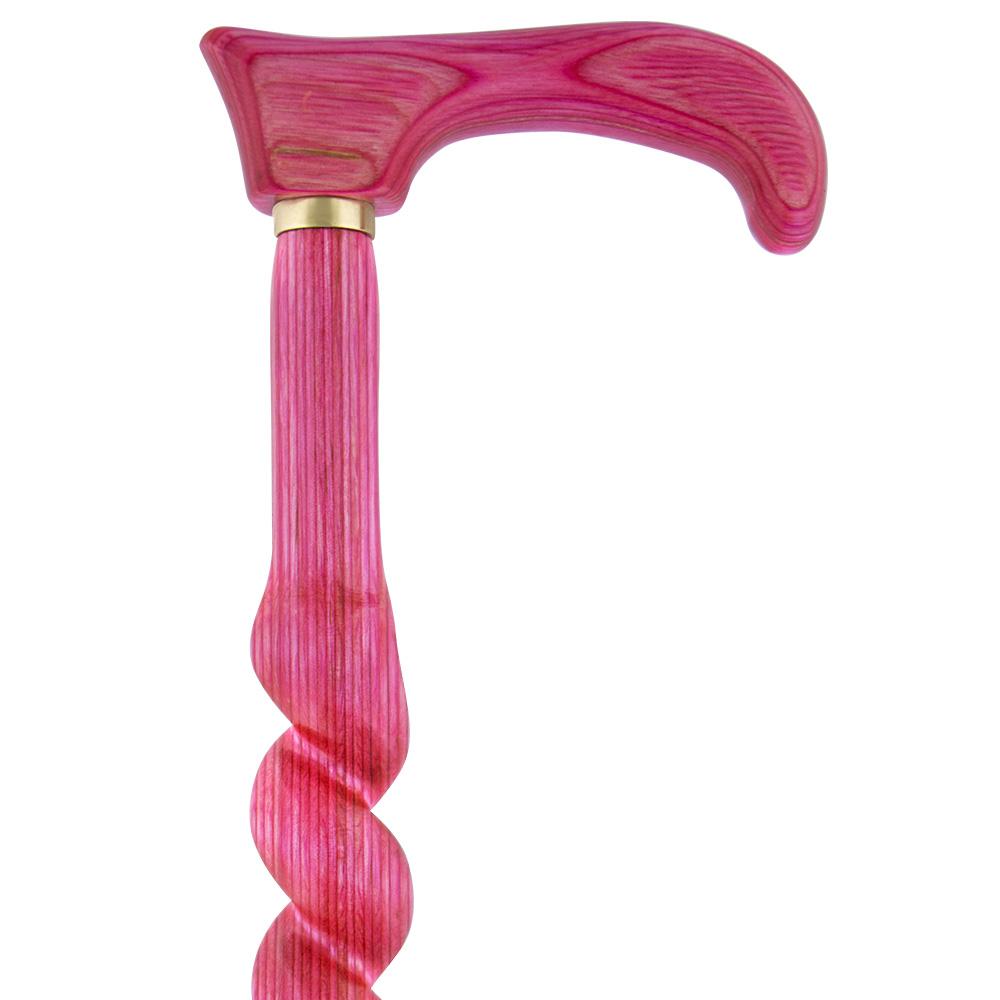 USA-Made Twisted Spiral Cane: Pink Vibrant Colorwood Laminate Wooden Colortone Walking Canes - Tophatter Daily Deals