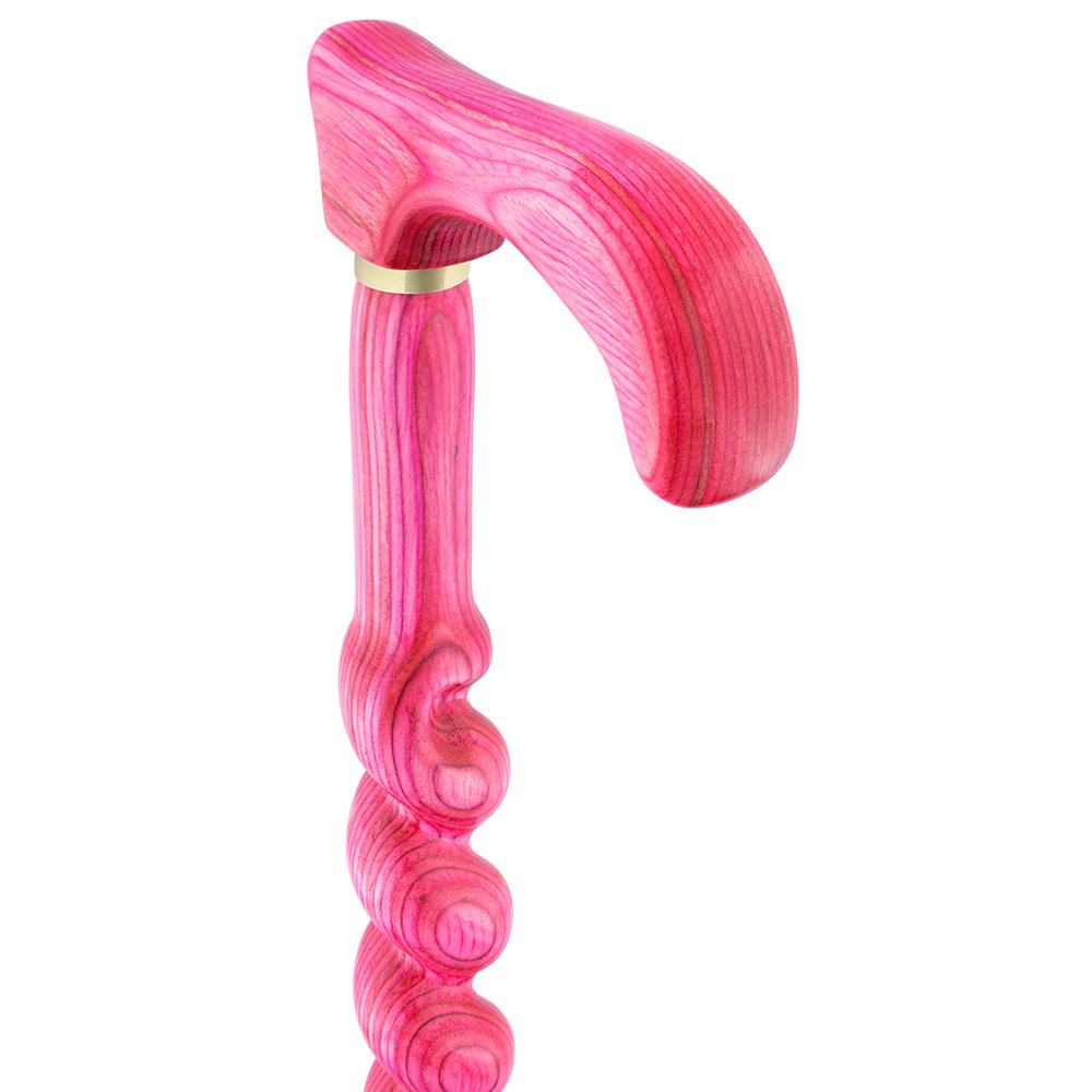 USA-Made Twisted Spiral Cane: Pink Vibrant Colorwood Laminate Wooden Colortone Walking Canes - Tophatter Daily Deals