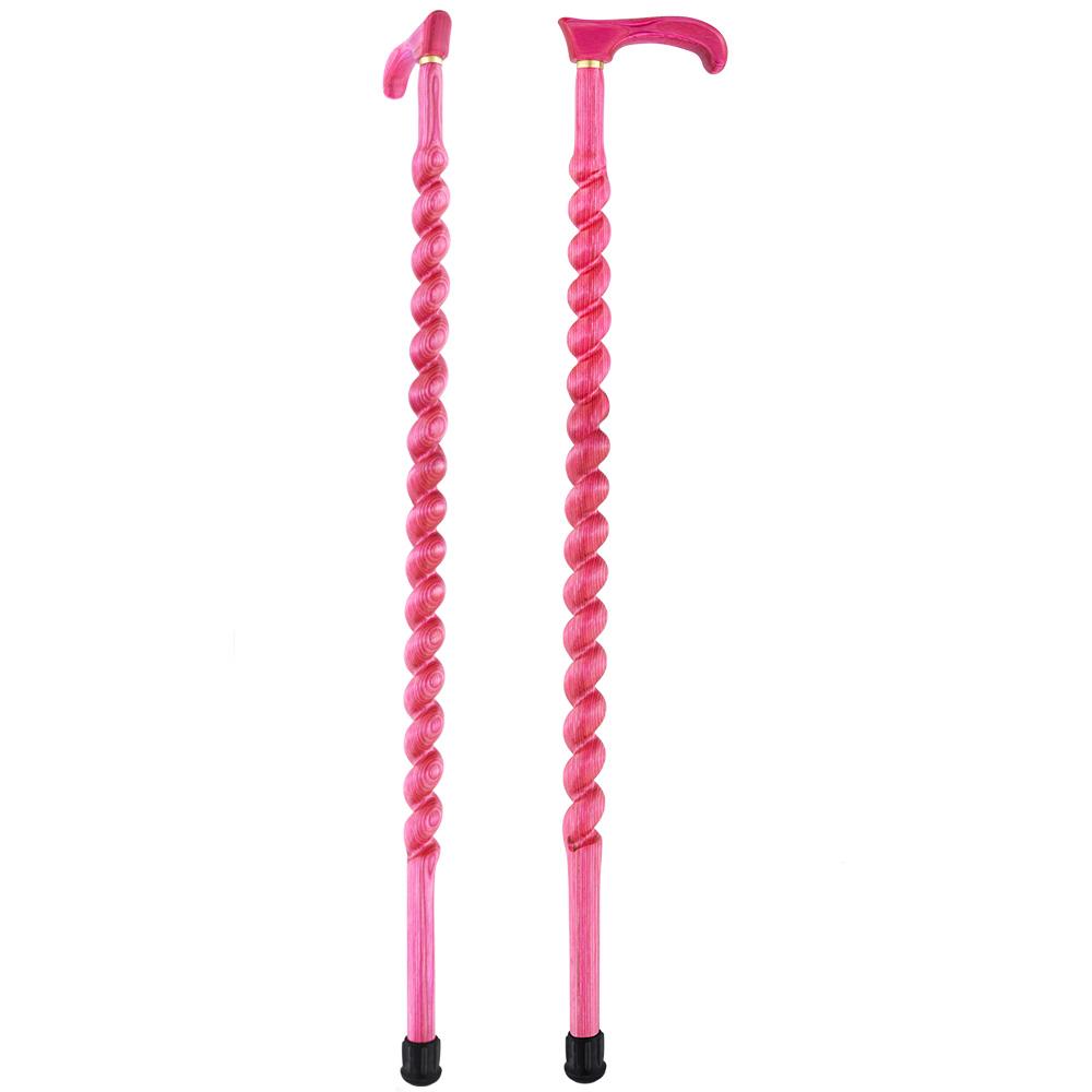 USA-Made Twisted Spiral Cane: Pink Vibrant Colorwood Laminate Wooden Colortone Walking Canes - Tophatter Daily Deals